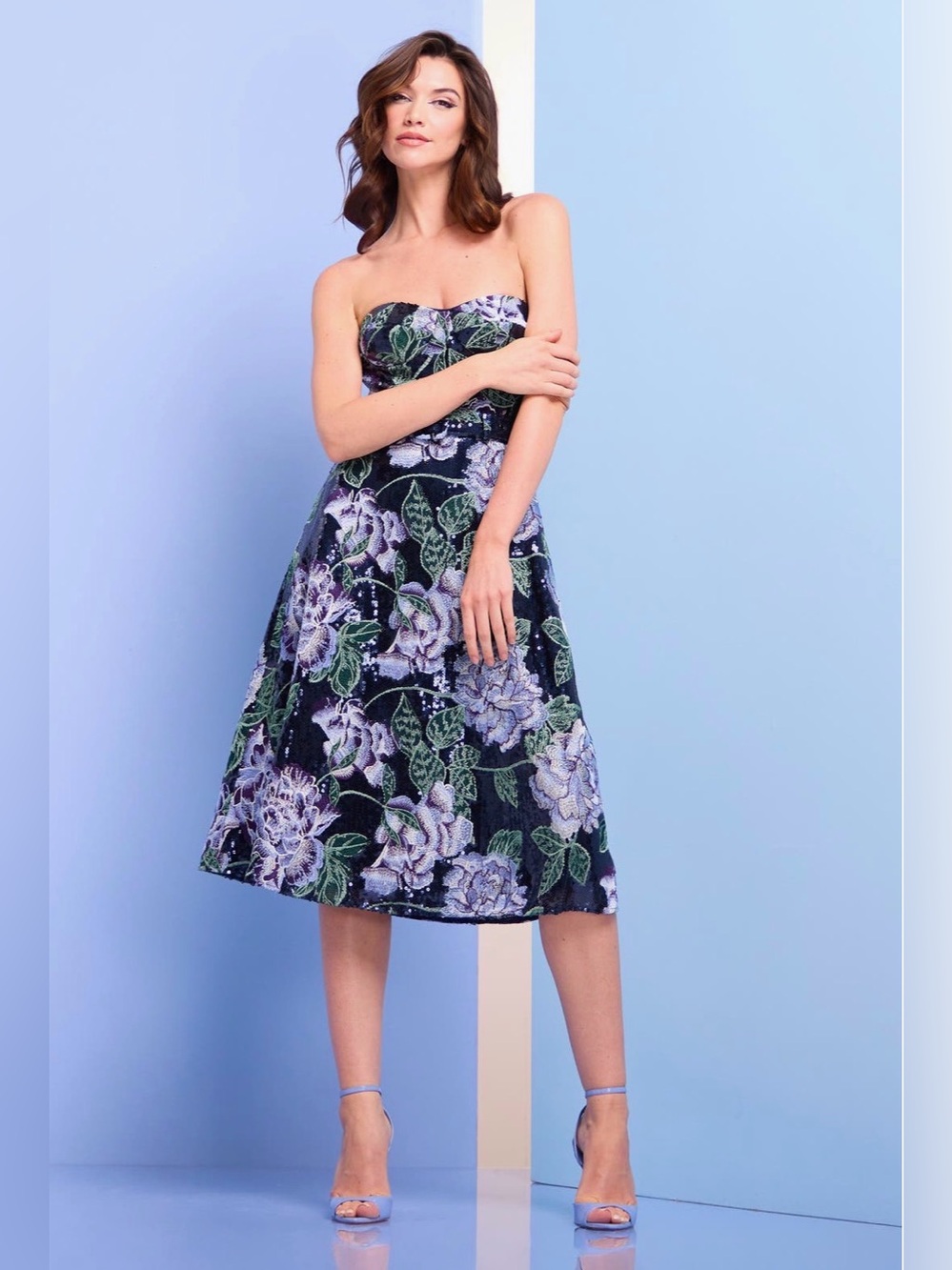 Dress the Population Carlita Floral Strapless Dress